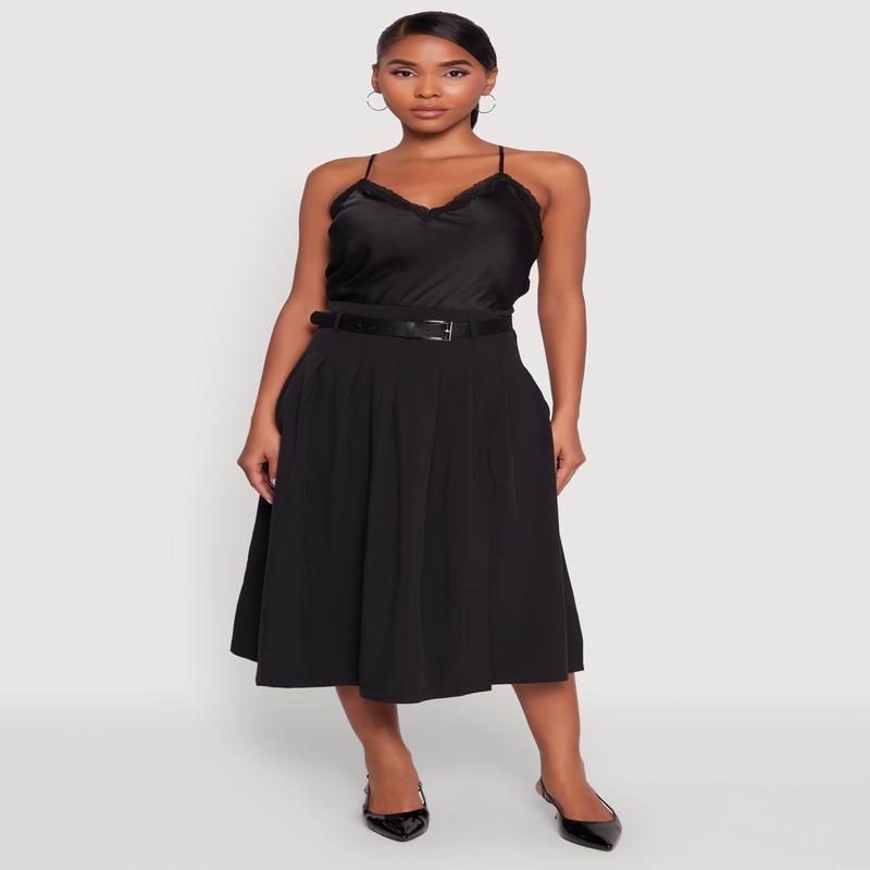 V-Neck Lace Trim Cropped Cami