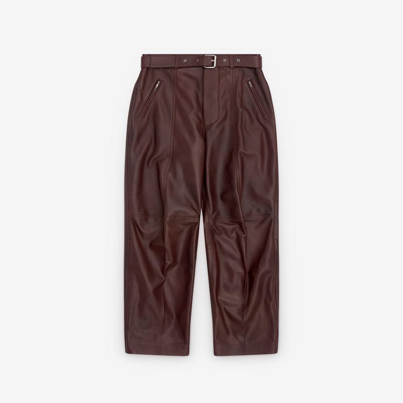 Bottega Veneta - Womens Leather Trousers - (Madder Brown)