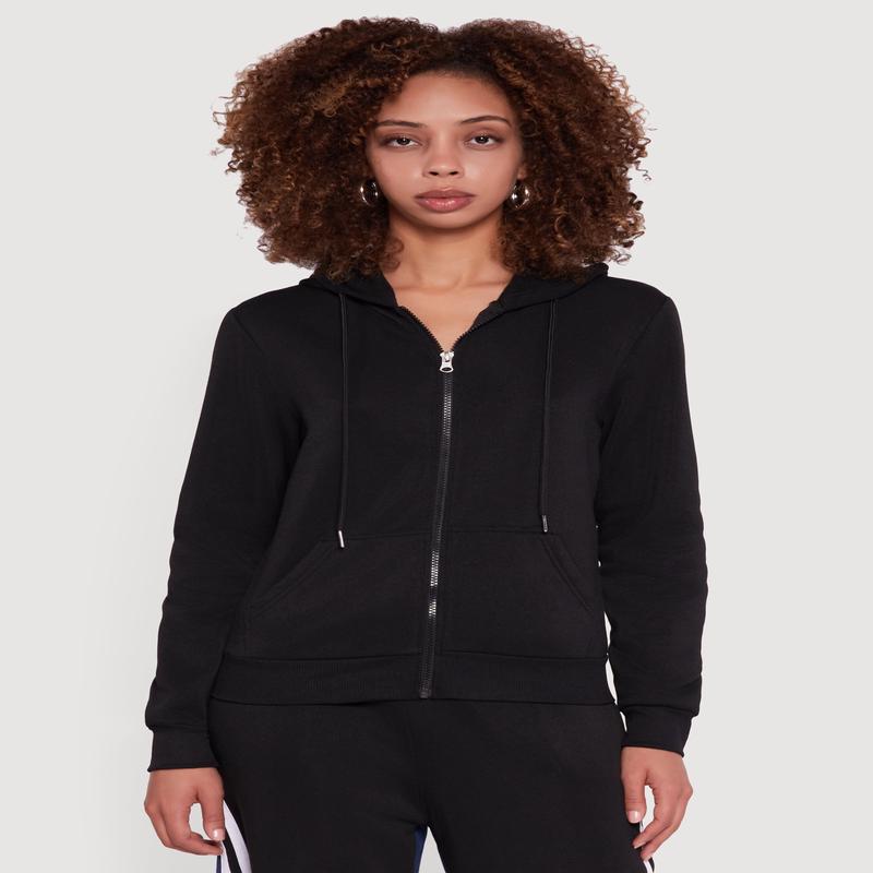 Zip Front Drawstring Hoodie