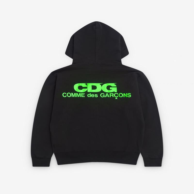 CDG - Fluorescent CDG Logo Zip Hoodie - (Black/Green)