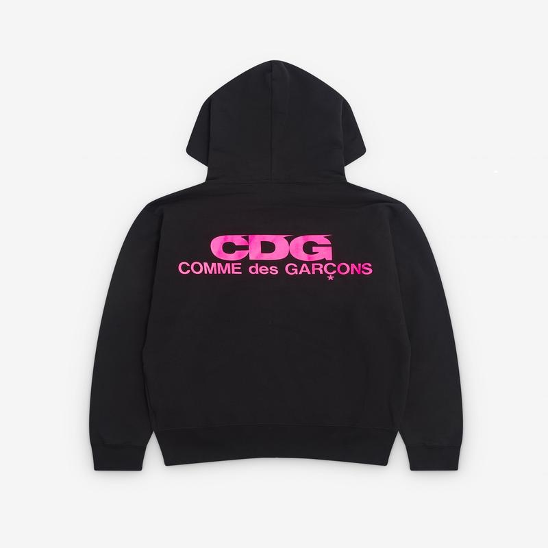 CDG - Fluorescent CDG Logo Zip Hoodie - (Black/Pink)