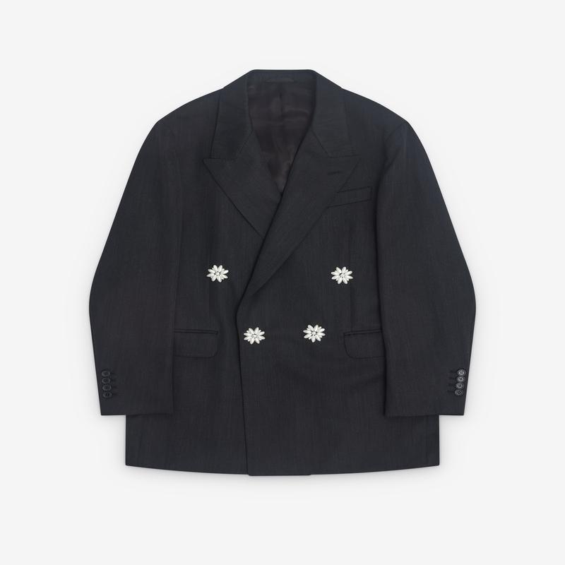 Simone Rocha - Mens Double Breasted Jacket - (Charcoal)