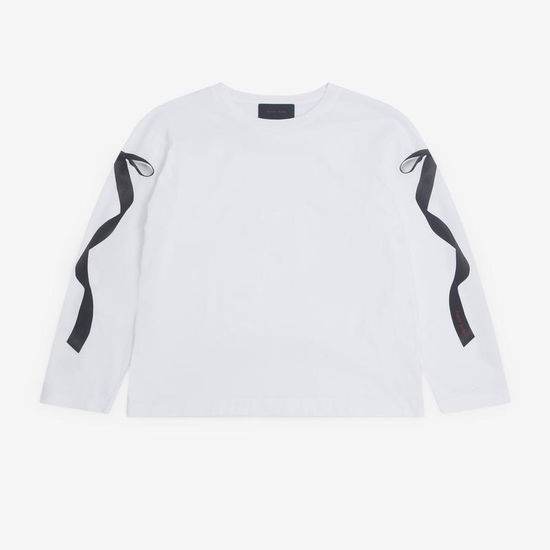 Simone Rocha - Mens Ribbon Bow Long Sleeve T-Shirt - (White)