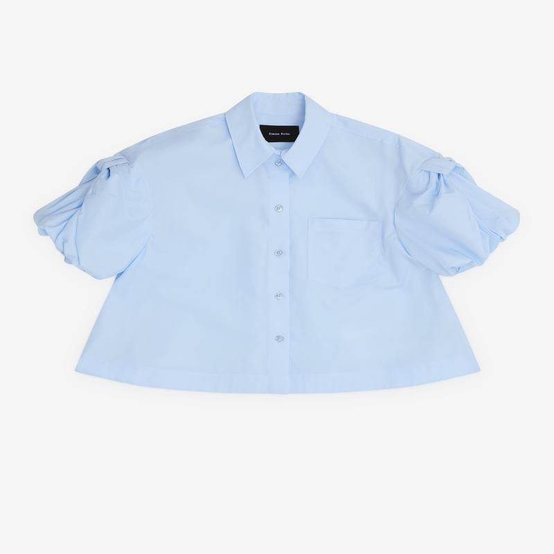 Simone Rocha - Womens Cropped Puff Bow Sleeve Shirt - (Baby Blue)