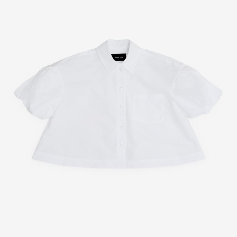 Simone Rocha - Womens Cropped Puff Bow Sleeve Shirt - (White)