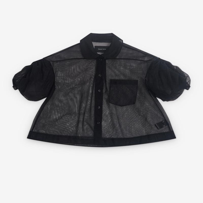 Simone Rocha - Womens Cropped Sheer Blouse - (Black)