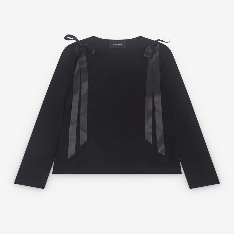 Simone Rocha - Womens Ribbon Long Sleeve T-Shirt - (Black)