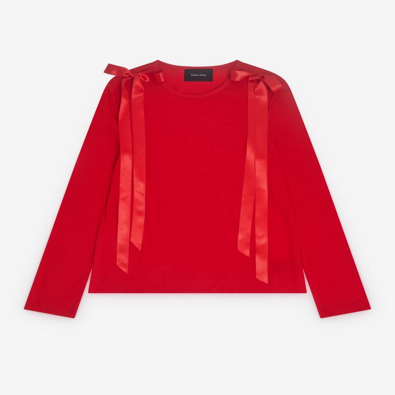 Simone Rocha - Womens Ribbon Long Sleeve T-Shirt - (Red)