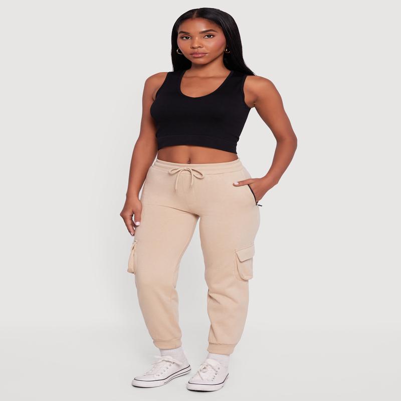 Drawstring Waist Cargo Joggers