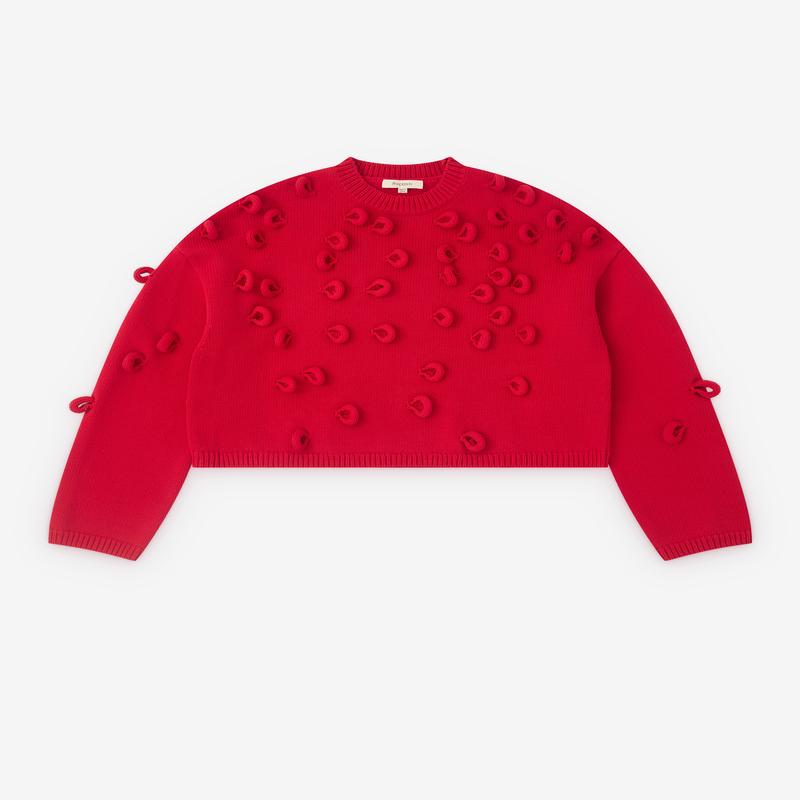 J.W. Anderson - Womens Cropped Loop Jumper - (Crimson Red)