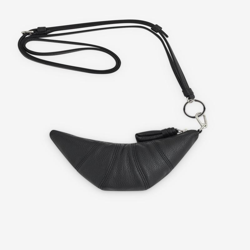Lemaire - Womens Grained Leather Cross-Body Croissant Coin Purse - (Black)
