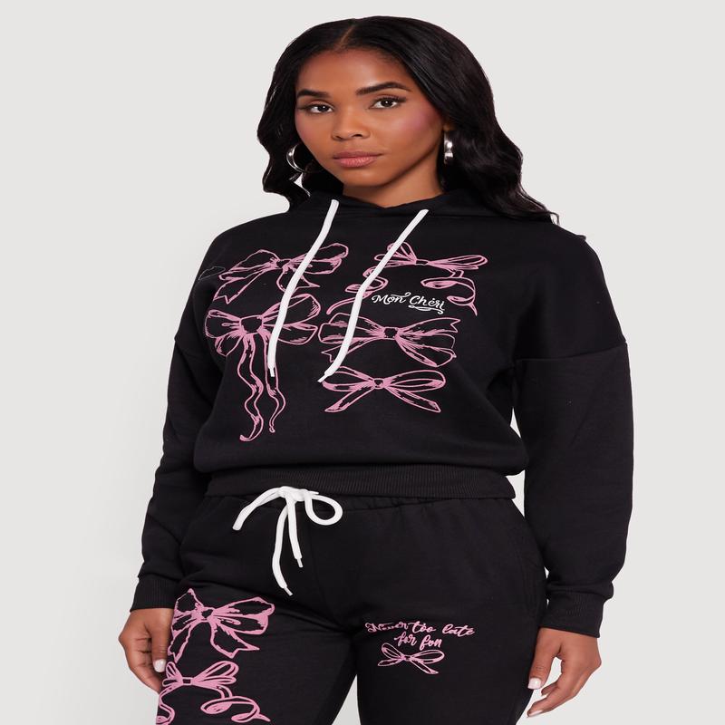 Mon Cheri Bow Graphic Pullover Hoodie