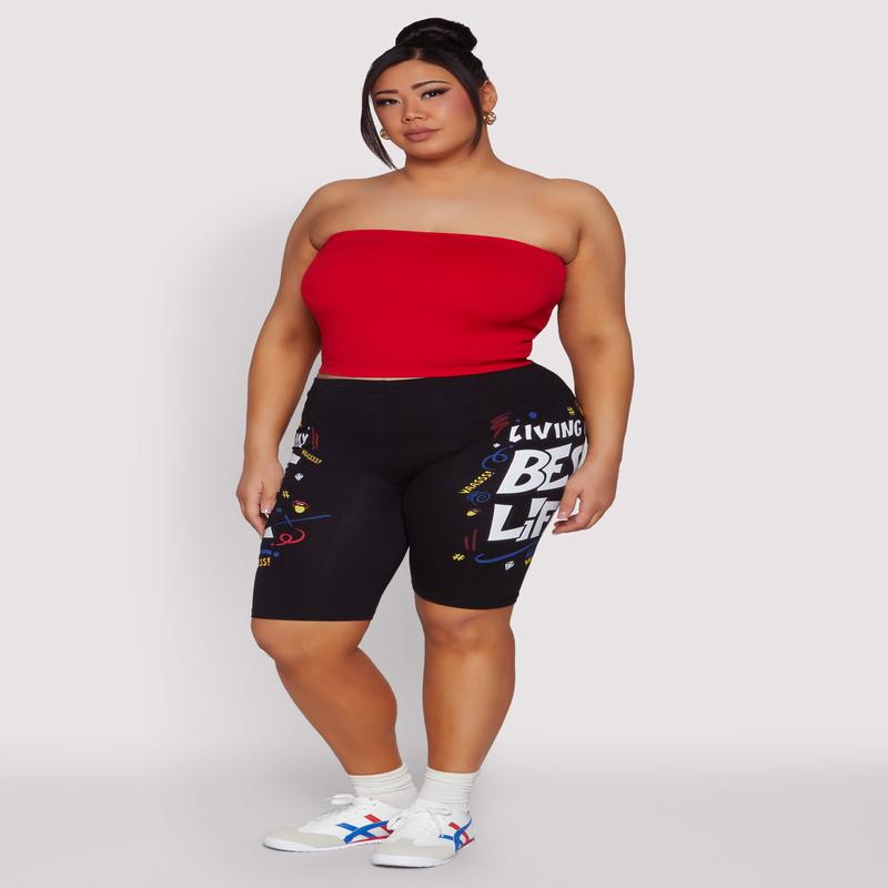 Plus Size Living My Best Life Graphic Shorts