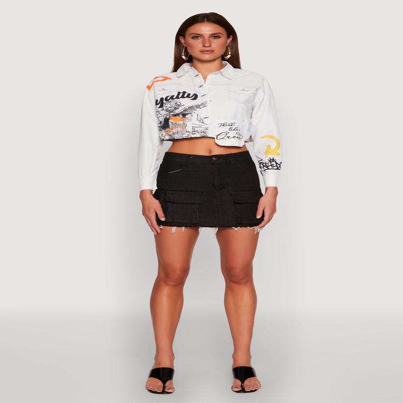 Royalty Graffiti Print Crop Top