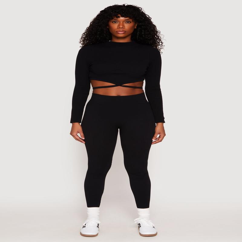 Seamless High Waisted Rib Knit Leggings