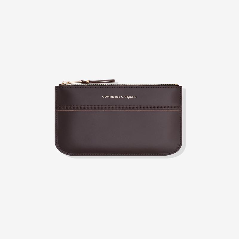 CDG Wallet - Triple Stitch Zip Pouch - (Brown SA8100TS)