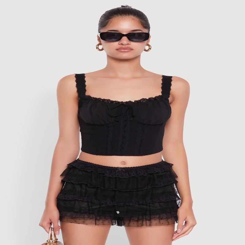 Iris Lace Detail Cropped Corset Top