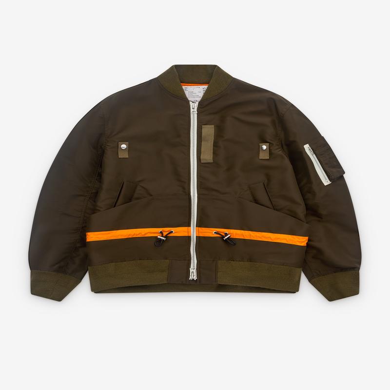 sacai - Mens Drawcord Bomber Jacket - (Khaki /Orange)