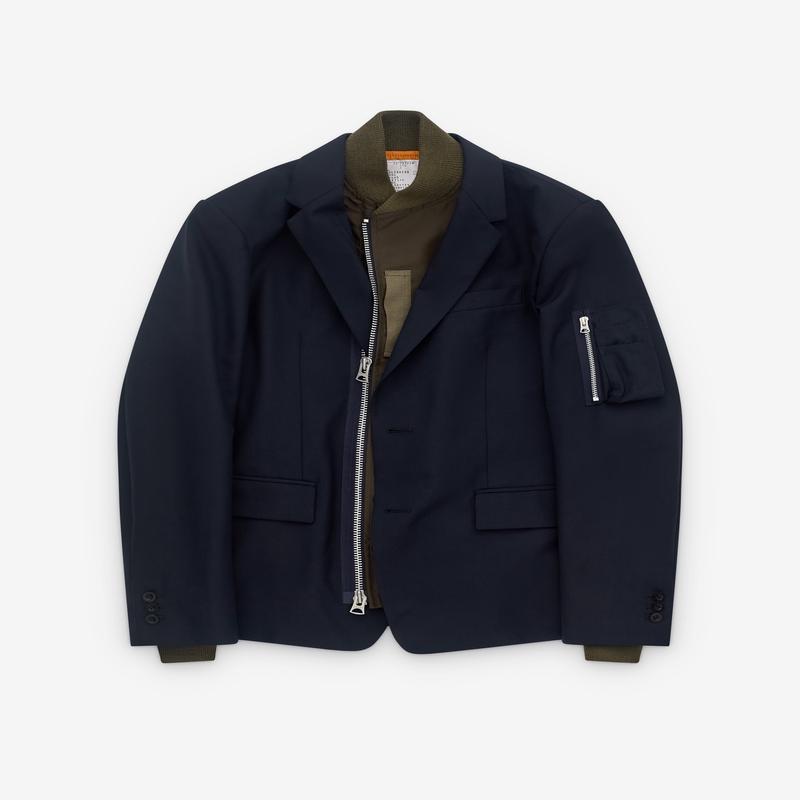 sacai - Mens Layered Jacket - (Navy/Khaki)