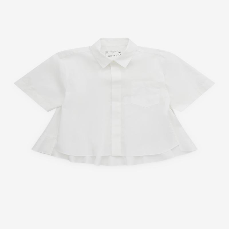 sacai - Womens Cropped Pleated Shirt - (White)