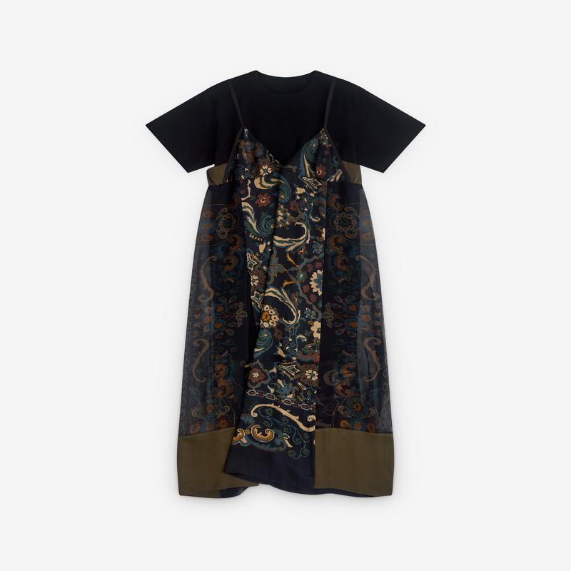 sacai - Womens Floral Print Overlay Dress - (Black/Multi)