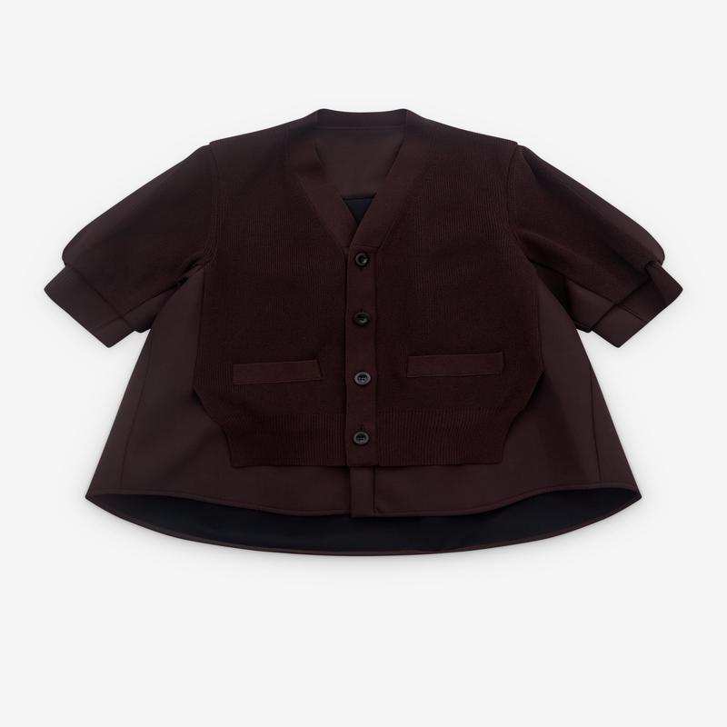 sacai - Womens Panelled Knit Cardigan - (Brown)