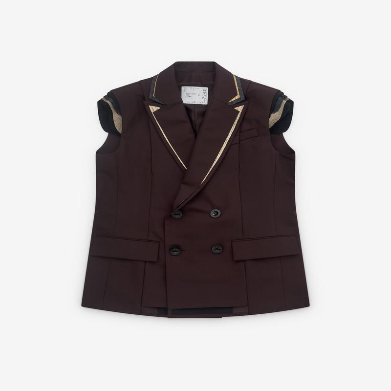 sacai - Womens Sleeveless Blazer - (Brown)