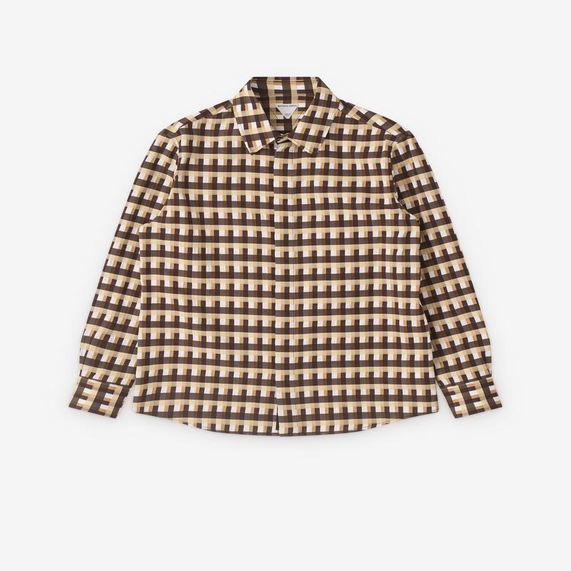 Bottega Veneta - Mens Cotton Check Shirt - (Chalk/Fondant/Beige)