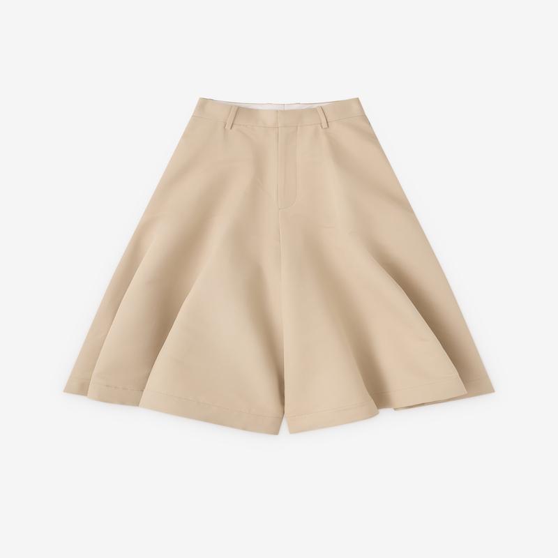 Bottega Veneta - Womens Silk Cotton Twill Coulotte - (Grey Putty)