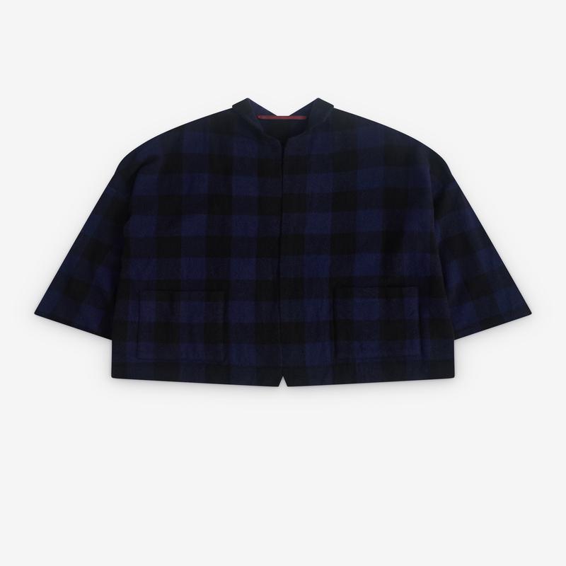 Daniela Gregis - Womens Cropped Check Jacket - (Black/Navy)