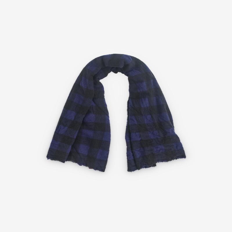 Daniela Gregis - Womens Large Check Shawl - (Navy/Black)