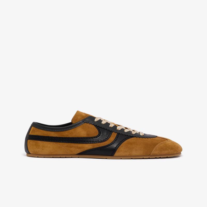 Dries Van Noten - Mens Stripe Suede Low-Top Trainers - (Beige)