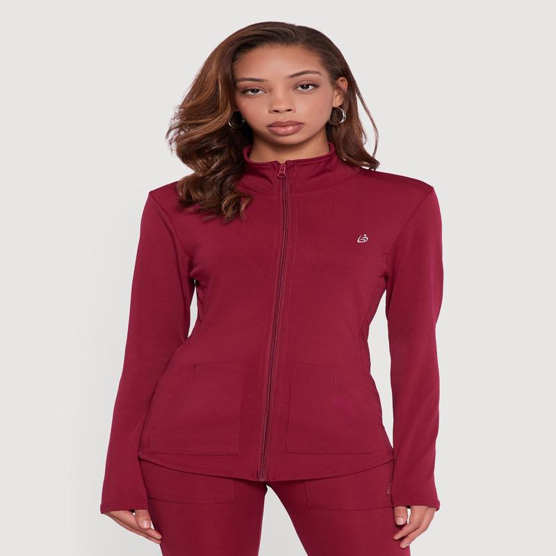 Long Sleeve Mock Neck Zip Front Track Jacket