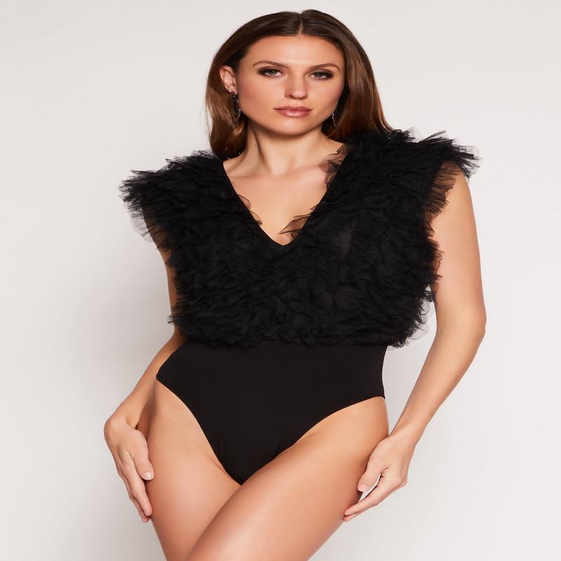 Ruffled Tulle Bodysuit