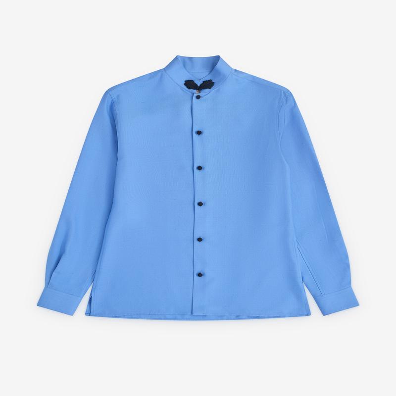 Valentino - Mens Oxford Silk Shirt With Toggle - (Provence Blue)