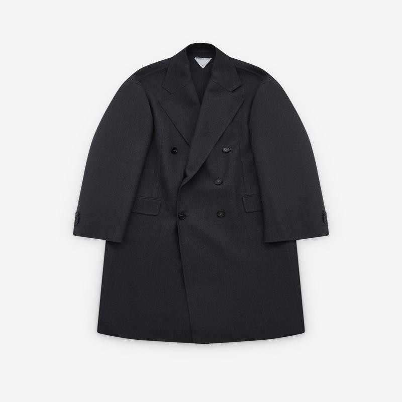 Bottega Veneta - Mens Double Wool Coat - (Anthracite Melange)