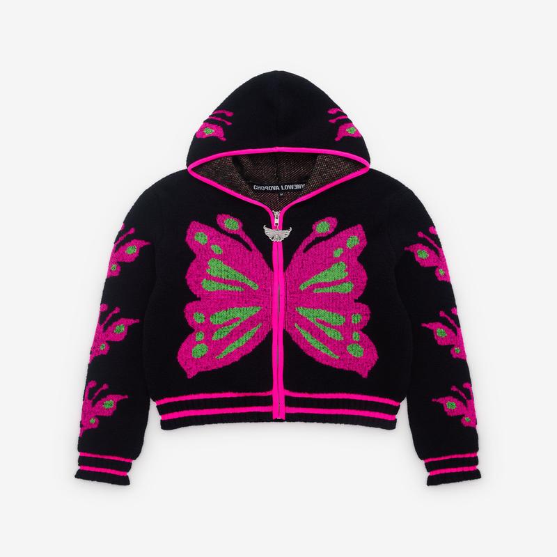 Chopova Lowena - Womens Neon Butterfly Hooded Cardigan - (Multi)
