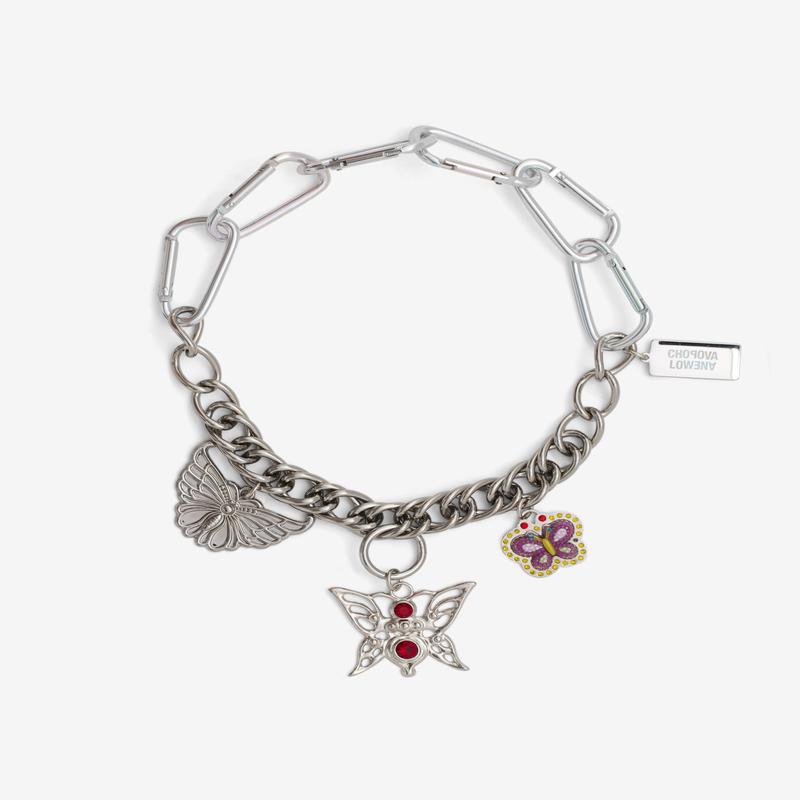 Chopova Lowena - Womens Three Butterfly Carabiner Necklace - (Multi)