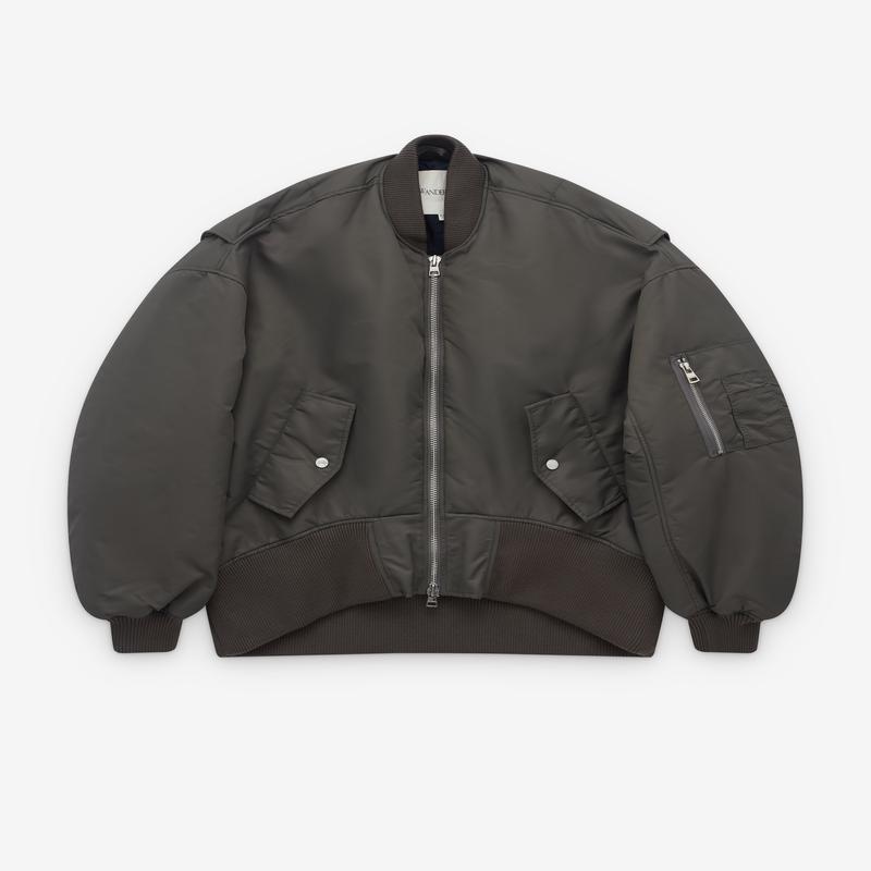 J.W. Anderson - Womens Oversized Curved Hem Bomber Jacket - (Charcoal)
