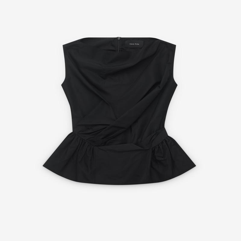 Simone Rocha - Womens Draped Bind Peplum Top - (Black)