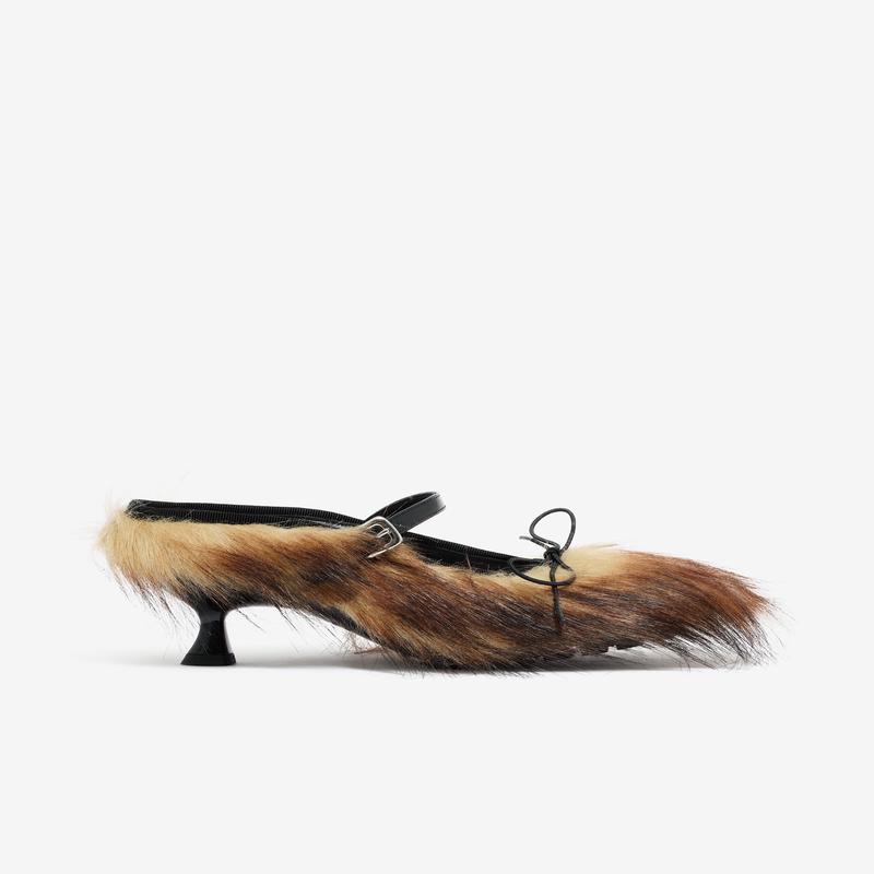 Simone Rocha - Womens Faux Fur Grip Mule Heel - (Natural)