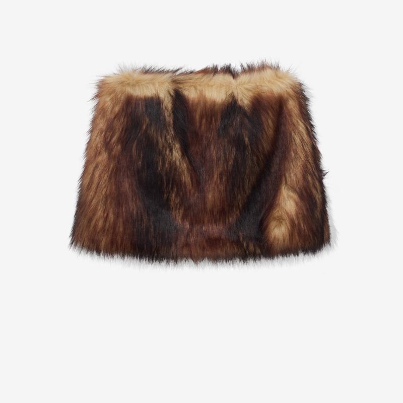 Simone Rocha - Womens Faux Fur Mini Skirt - (Natural)