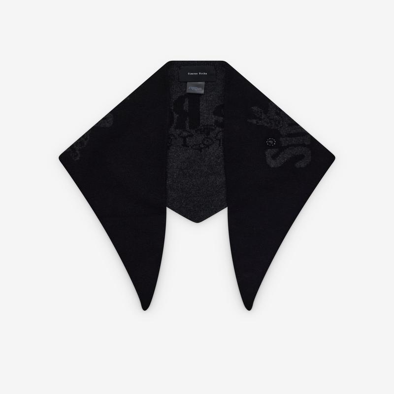 Simone Rocha - Womens Graphic Logo Knit Neckerchief - (Black)