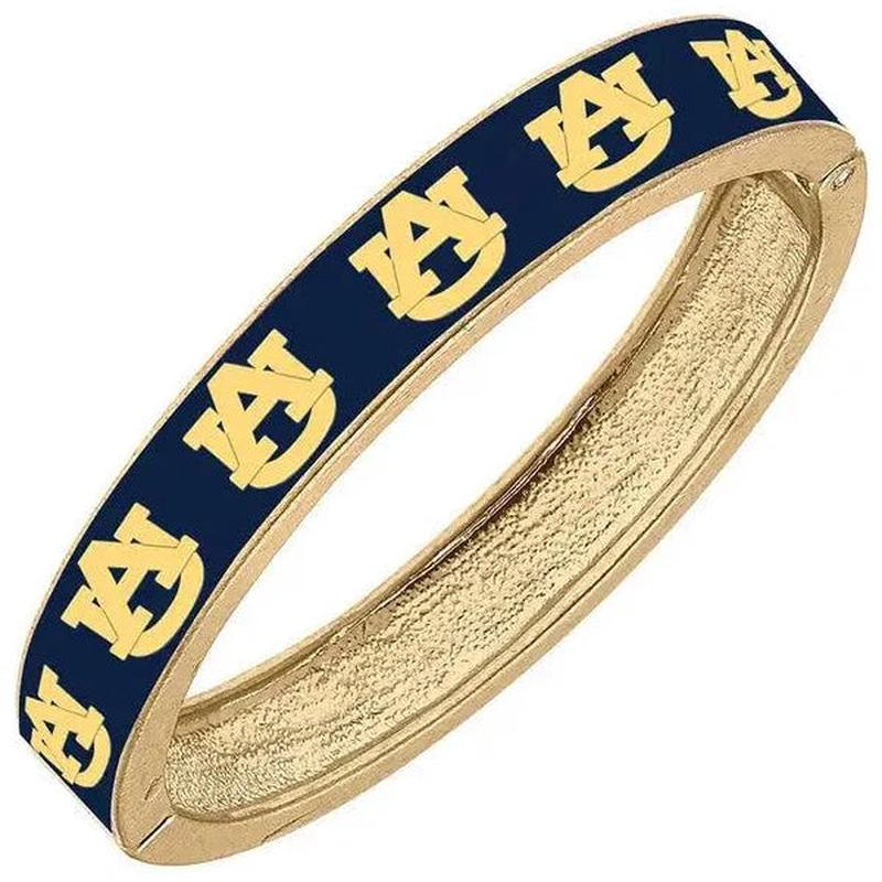 Canvas Auburn Logo Enamel Hinge Bangle- Navy