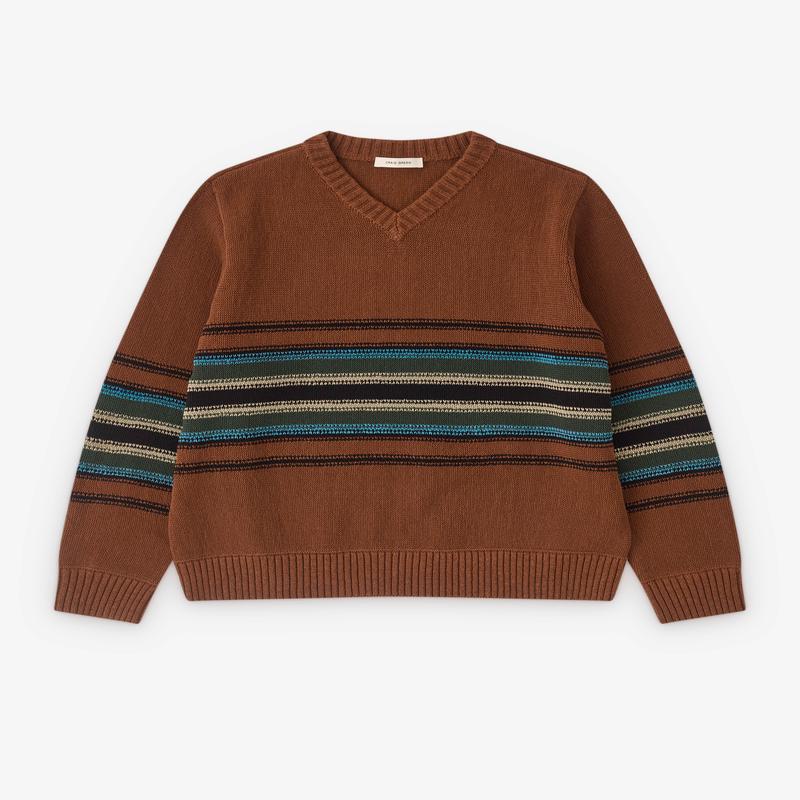 Craig Green - Mens Tape Knit V-Neck Jumper - (Brown Multi)
