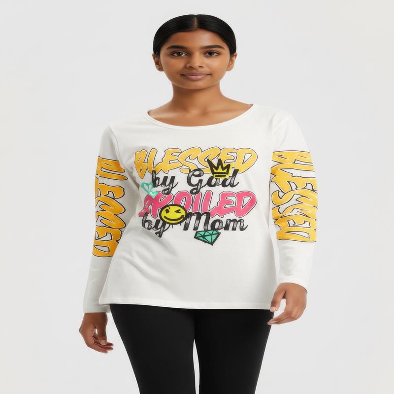 Girls Blessed By God Spoiled By Mom Long Sleeve Graphic Tee