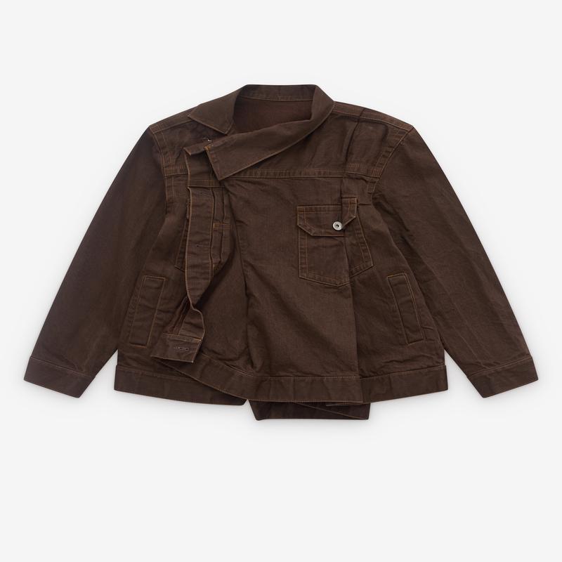 sacai - Womens Asymmetric Denim Jacket - (Brown)