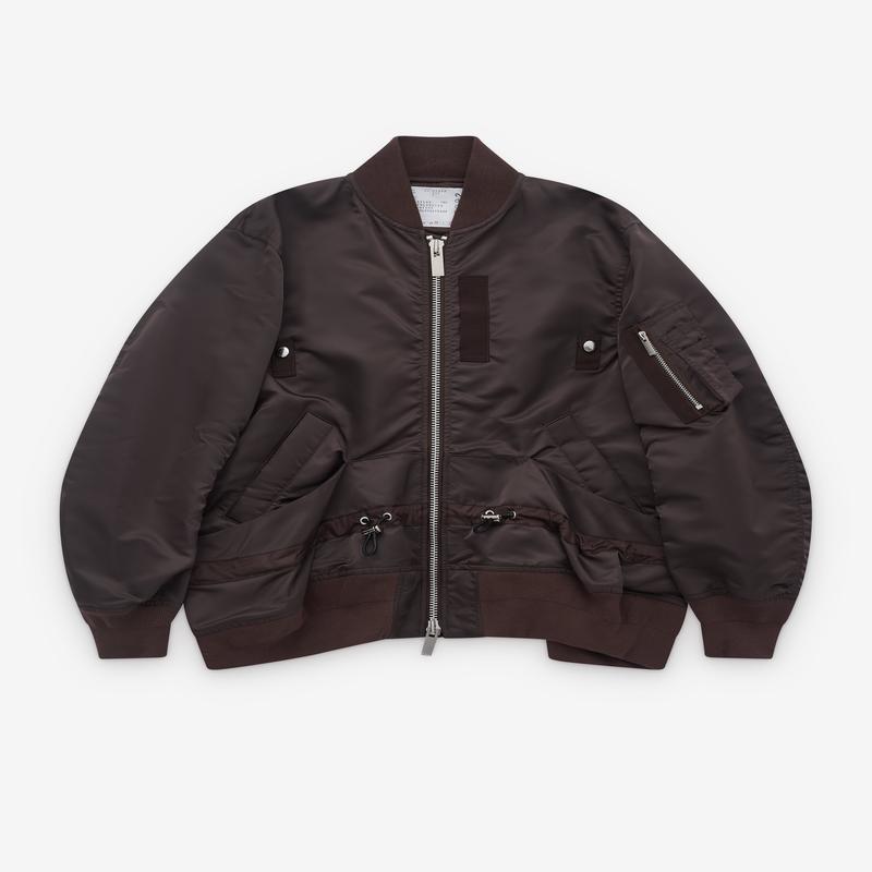 sacai - Womens Drawcord Bomber Jacket - (Brown)