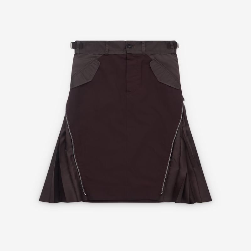 sacai - Womens Panelled Mid Length Skirt - (Brown)