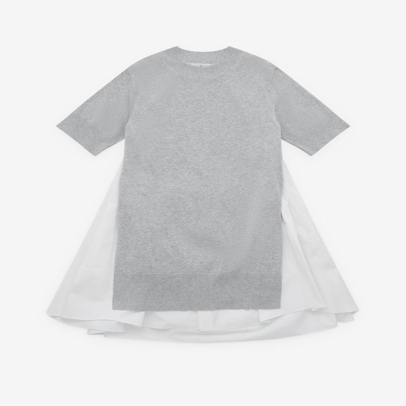 sacai - Womens Poplin And Knit Dress - (White/Grey)